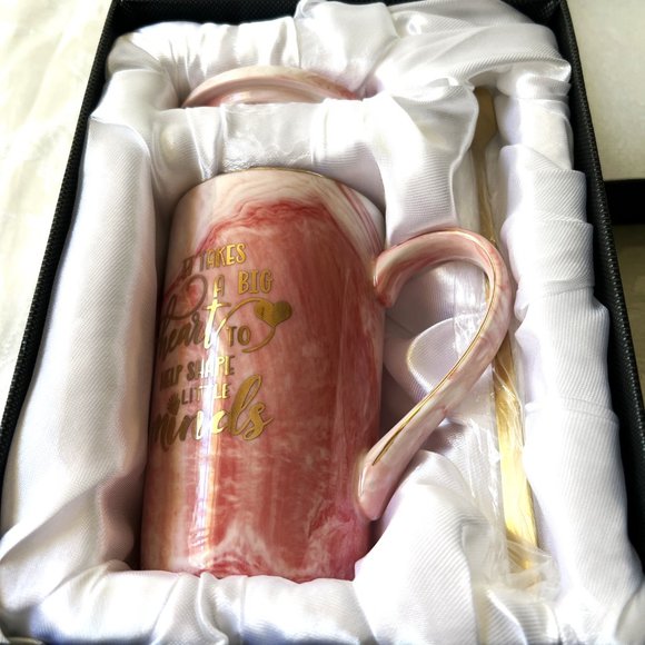 Present of Star Inspirational Teachers Appreciation Mug Lid Spoon Gift Set NIB - Picture 7 of 8